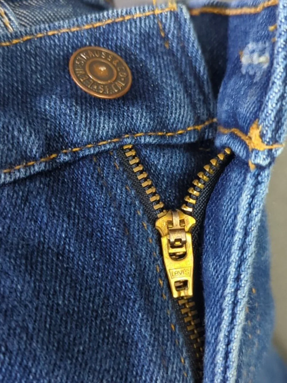 Levi's VTG Jeans Men's 34x34 Fits 32x29 Blue 517 Orange Tab Boot Made In USA